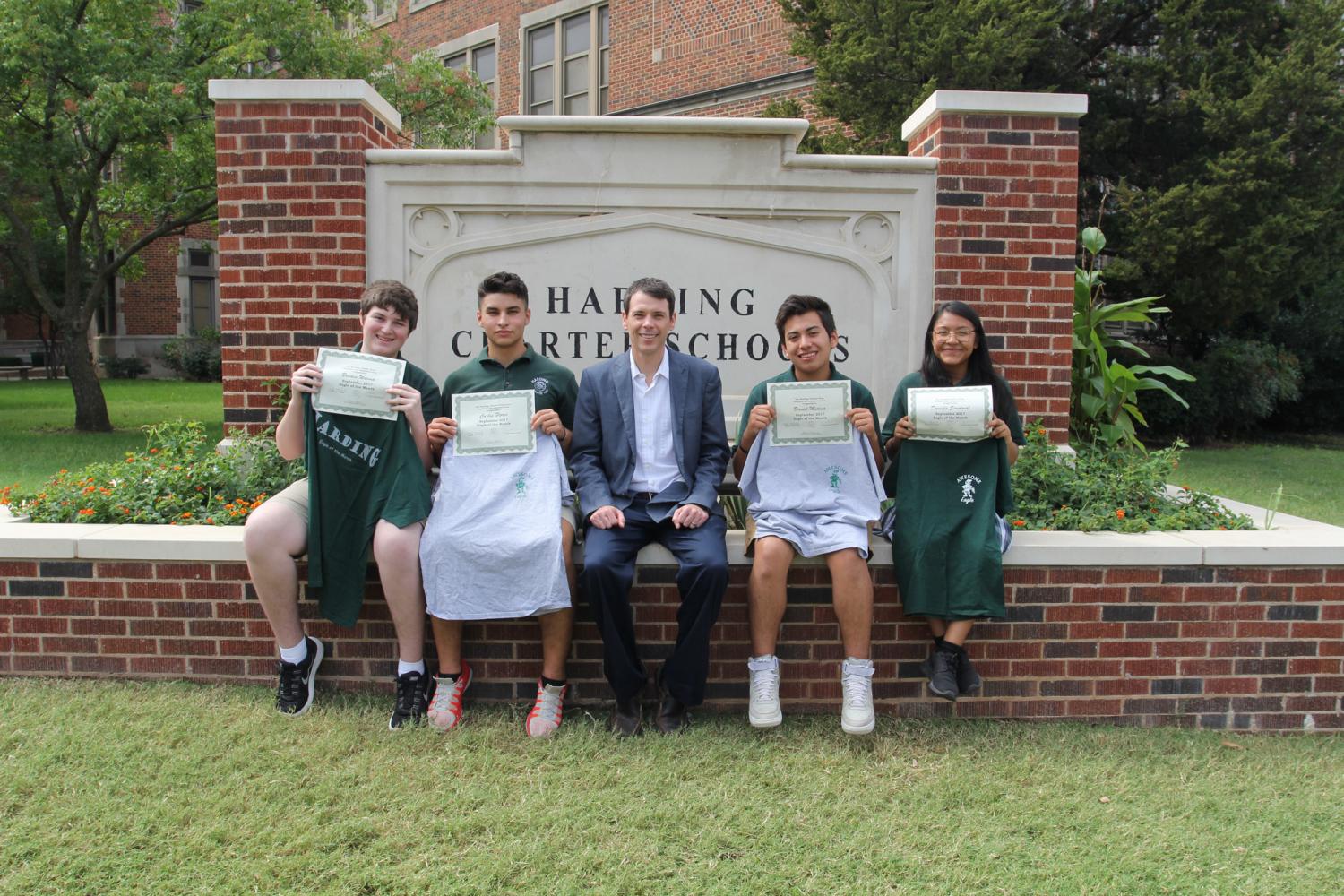 Awesome Eagles Braden Warma, Carlos Flores, Dr. Mylo Miller (center), Daniel Medina and Daniela Sandoval.